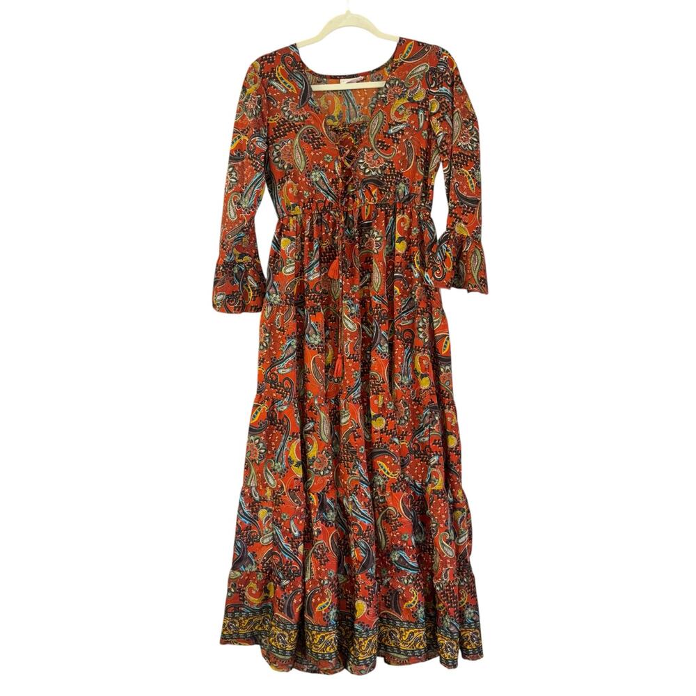 Boemo Anthropologie Paisley Flutter Sleeve Women’s M Prairie Renaissance Dress